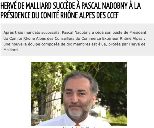 Herve de Malliard successed Mr. Nadobny at the CCFE Rhône-Alpes committe chair