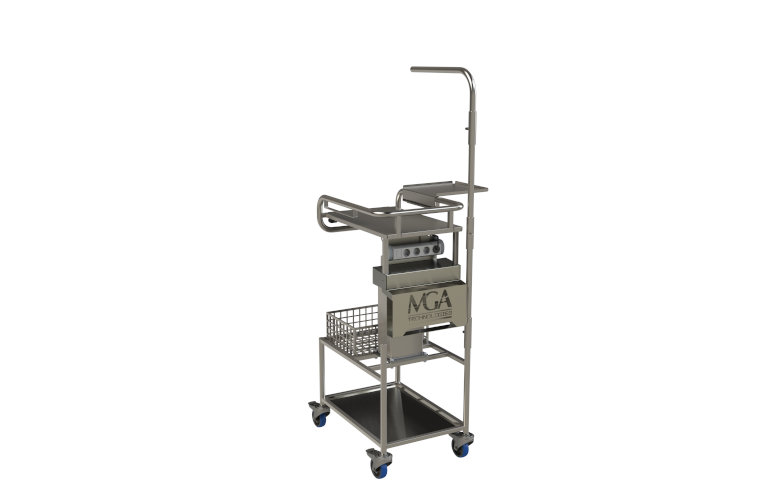 Stainless-steel Medical Trolley with Trays and Document-holder